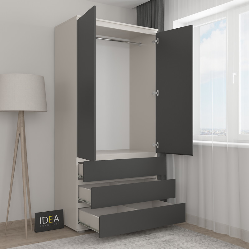 Шафа зі штангою без ручок Б-2.1 Кашемір - Антрацит