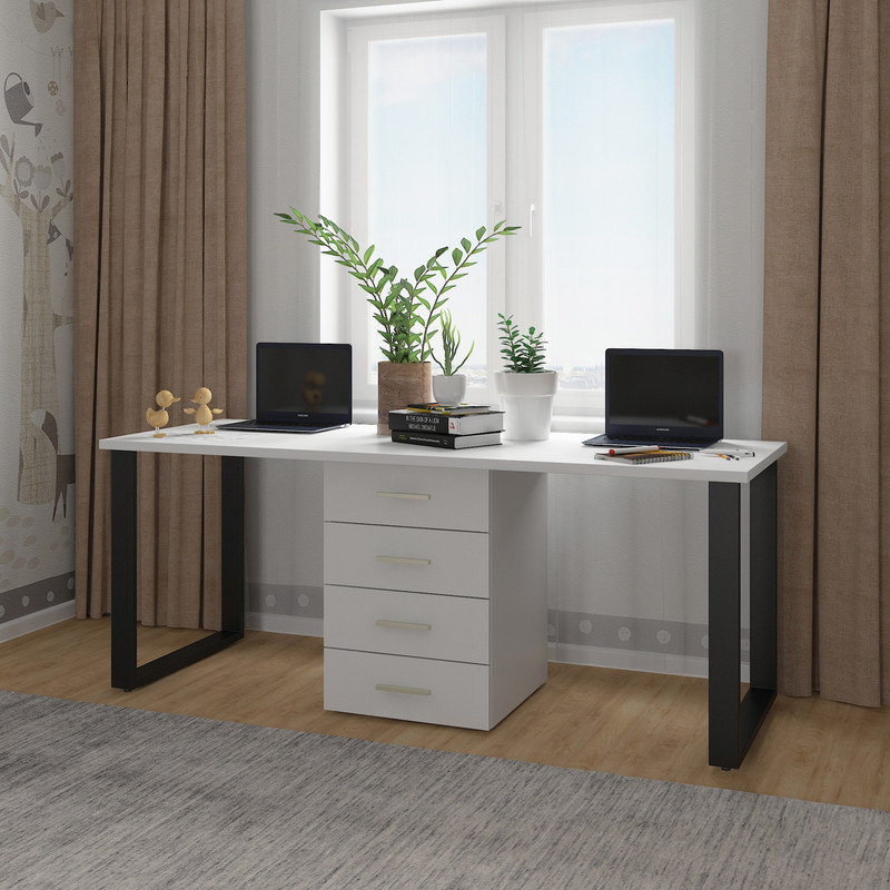 Подвійний письмовий стіл А-198 білий