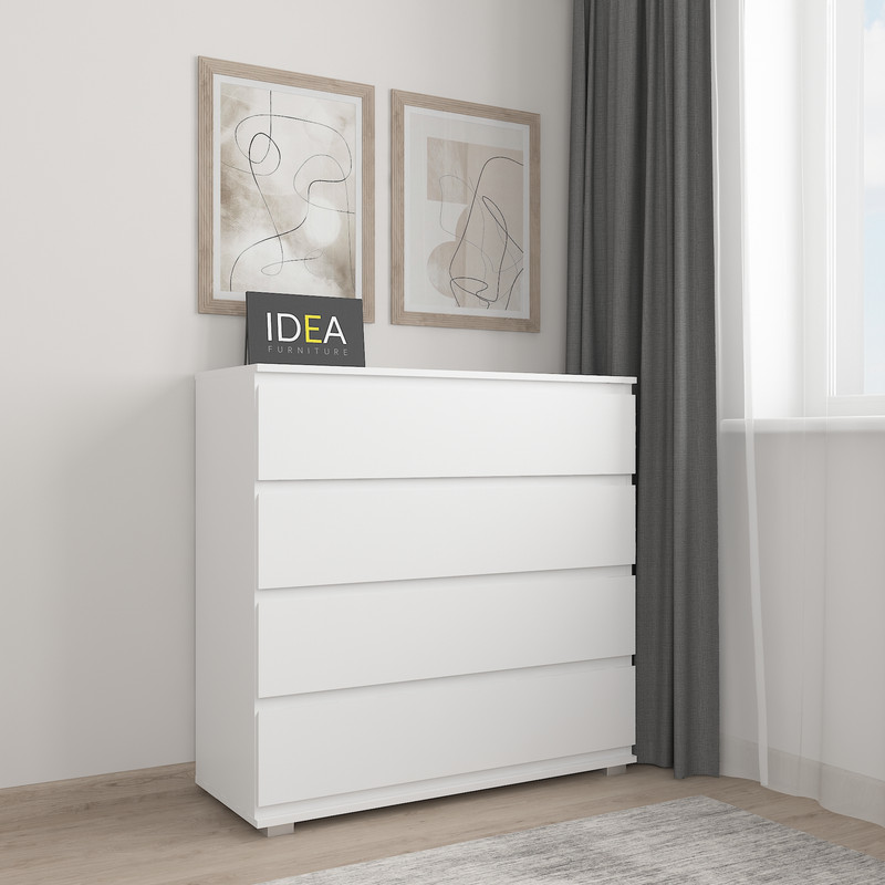 Комод на 4 шухляди без ручок Б-8 білий