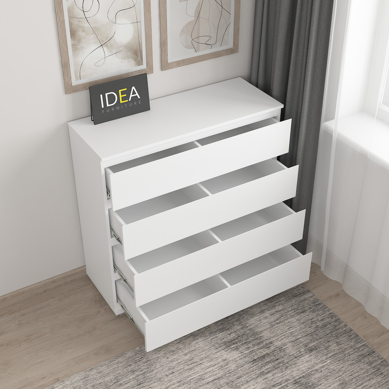 Комод на 4 шухляди без ручок Б-8 білий