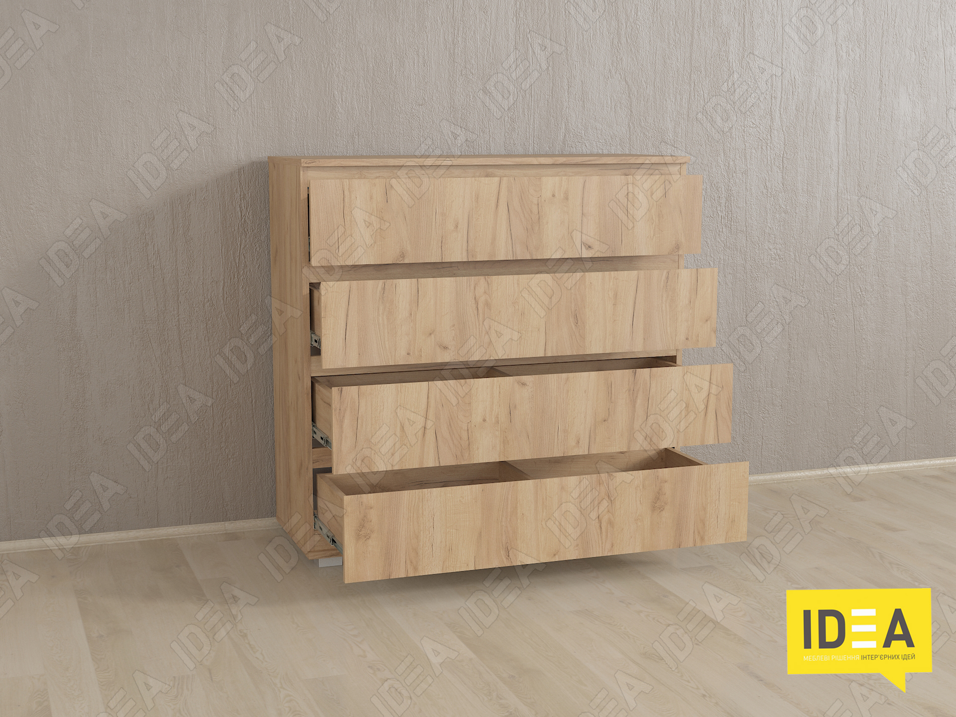 Комод на 4 шухляди без ручок Б-8 дуб крафт