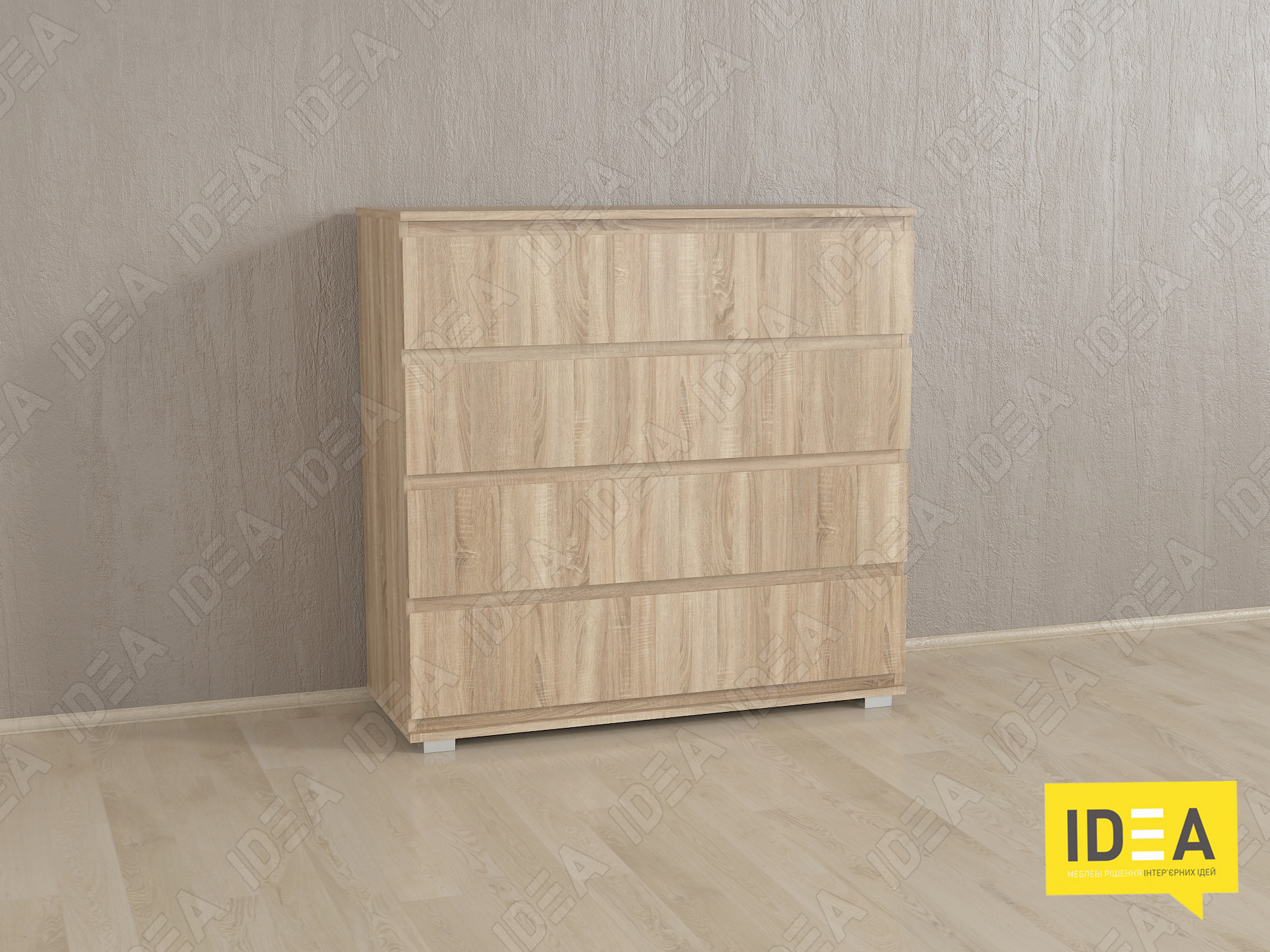 Комод на 4 шухляди без ручок Б-8 дуб сонома