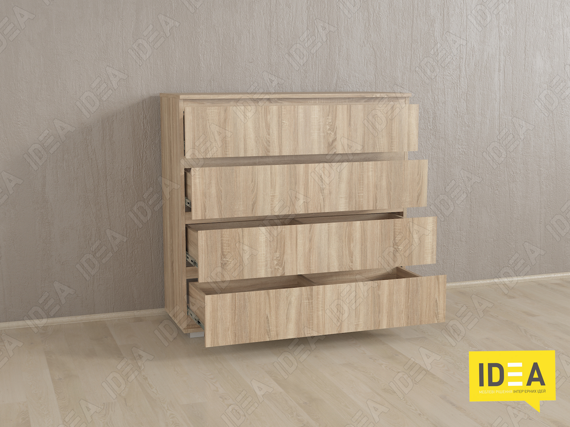 Комод на 4 шухляди без ручок Б-8 дуб сонома