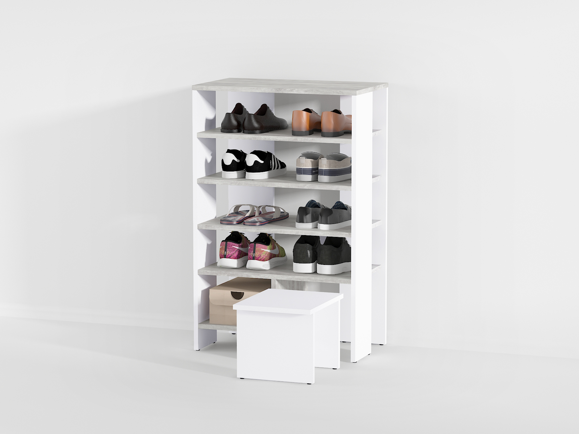 Стелаж під взуття А-78 бетон-білий