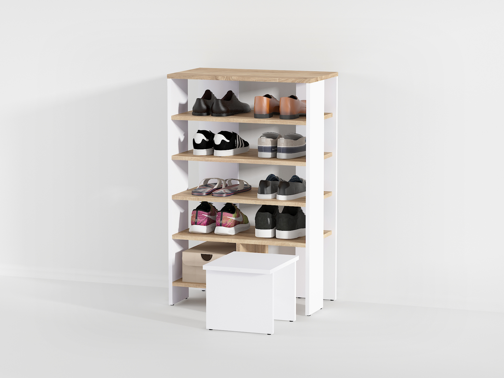 Стелаж під взуття А-78 дуб сонома - білий