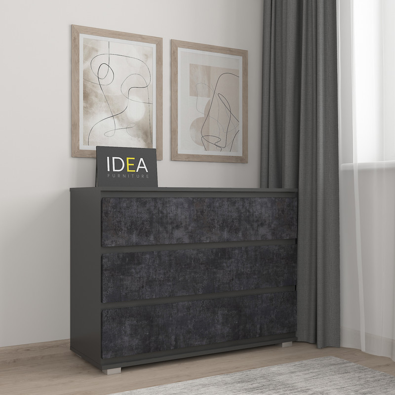 Комод на 3 шухляди без ручок Б-4.1 Антрацит - Вугільний Камінь