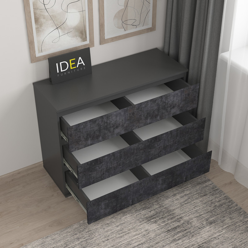 Комод на 3 шухляди без ручок Б-4.1 Антрацит - Вугільний Камінь