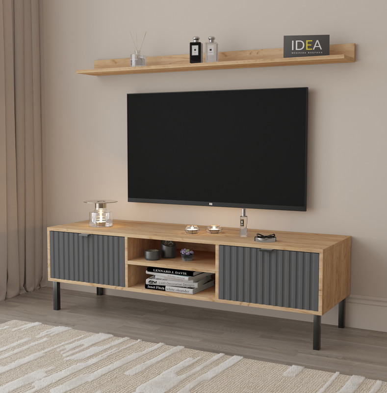 Тумба під ТВ П-5 Дуб Крафт - Асфальт