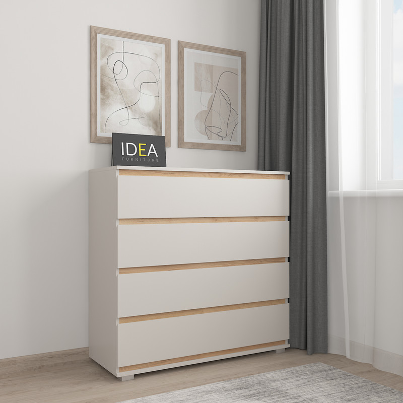 Комод на 4 шухляди без ручок Б-8.1 Кашемір - Дуб Крафт планки