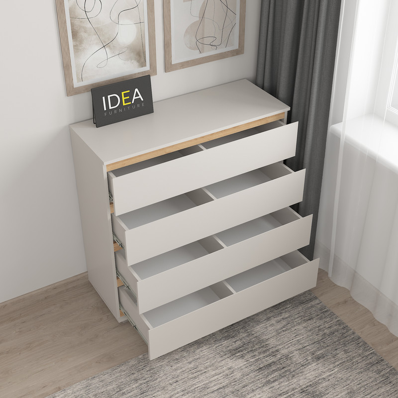 Комод на 4 шухляди без ручок Б-8.1 Кашемір - Дуб Крафт планки