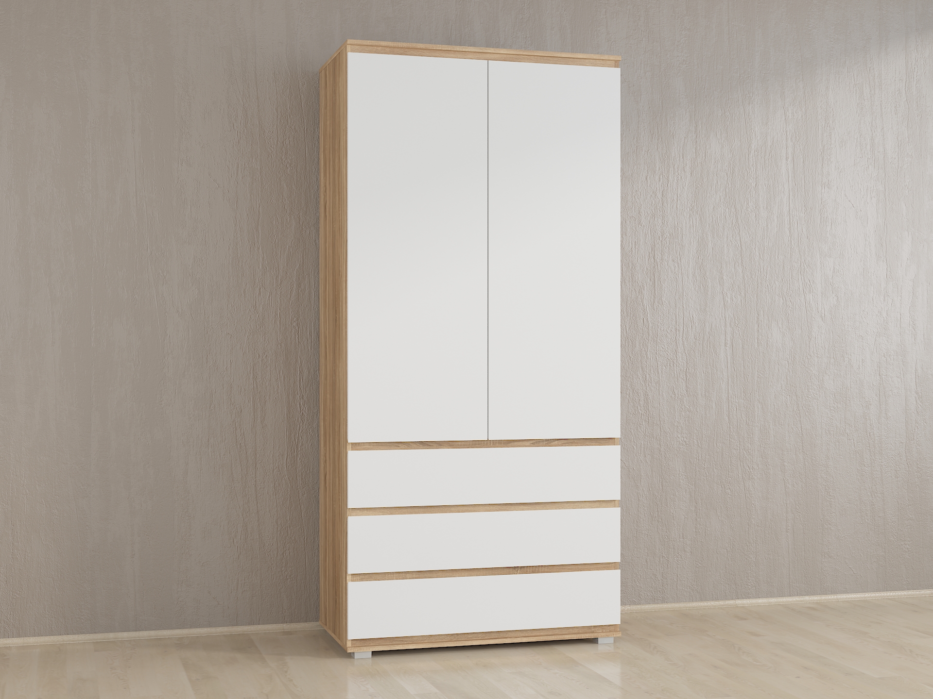 Шафа зі штангою без ручок Б-2 дуб сонома - білий