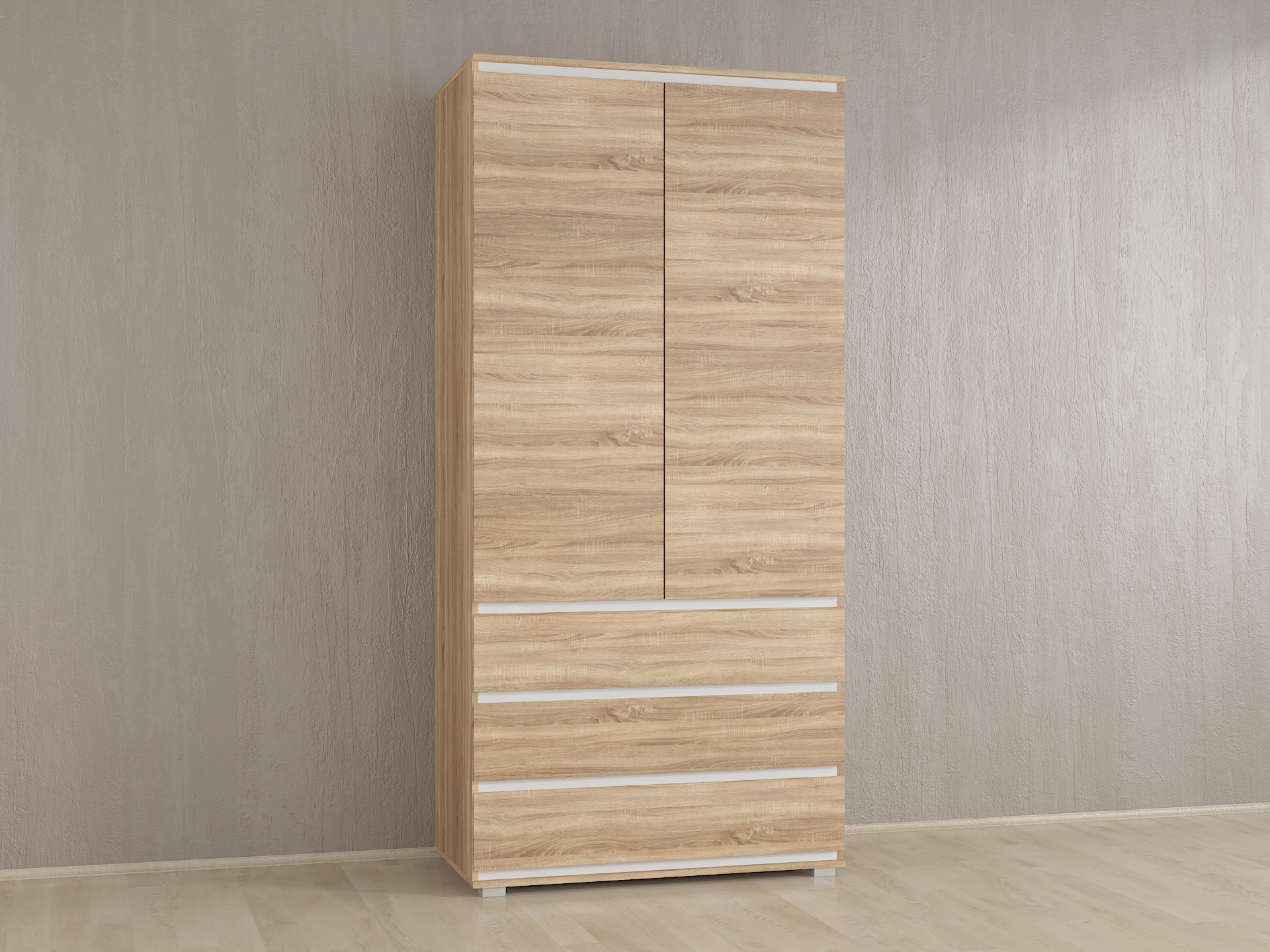 Шафа зі штангою без ручок Б-2 дуб сонома - білі планки