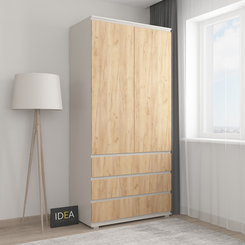 Шафа зі штангою без ручок Б-2.1 Кашемір - Дуб Крафт