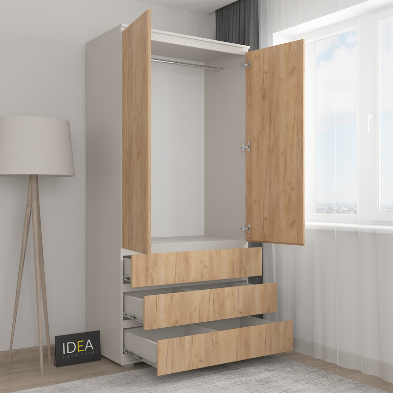 Шафа зі штангою без ручок Б-2.1 Кашемір - Дуб Крафт