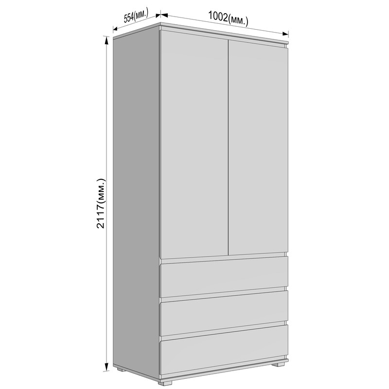 Шафа зі штангою без ручок Б-2.1 Кашемір