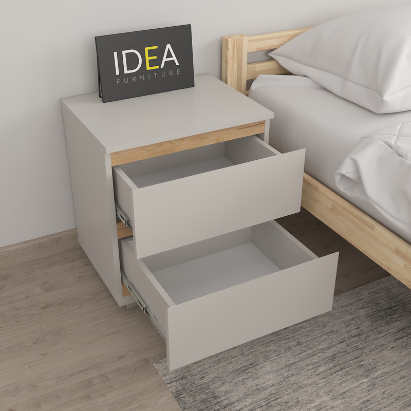 Приліжкова тумба на 2 ящика без ручок Б-7.1 Кашемір - Дуб Крафт планки