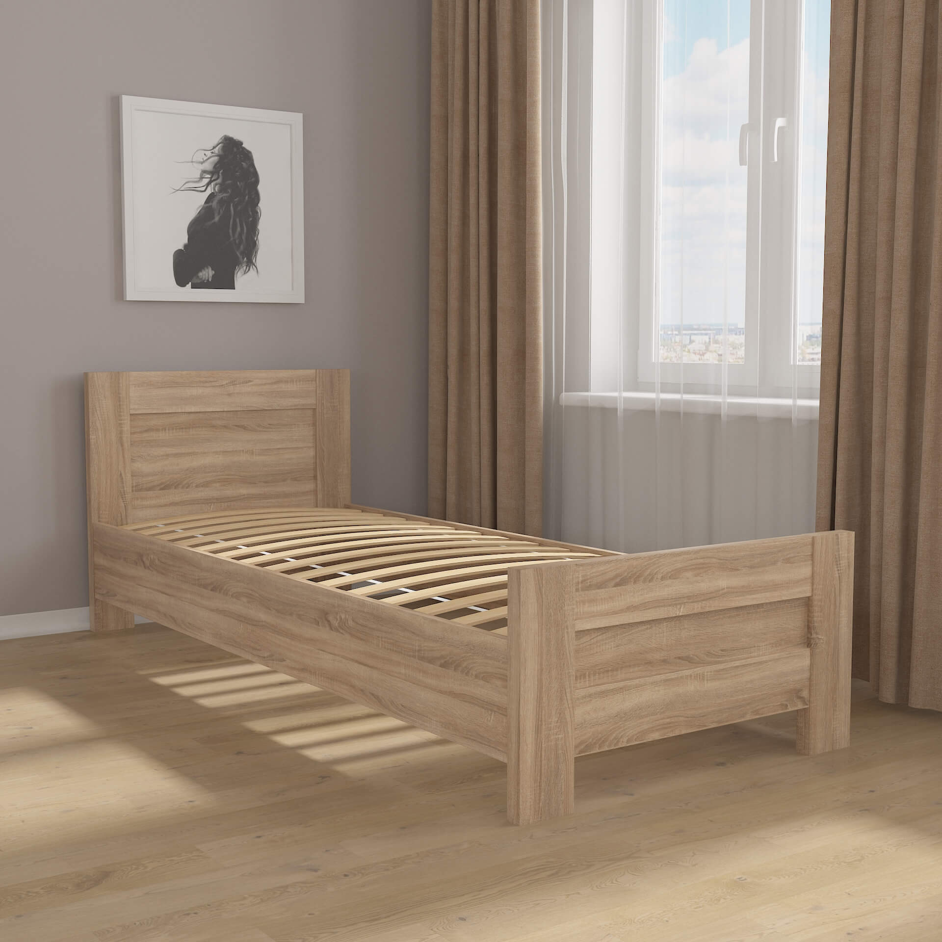 Ліжко односпальне М-20 дуб сонома