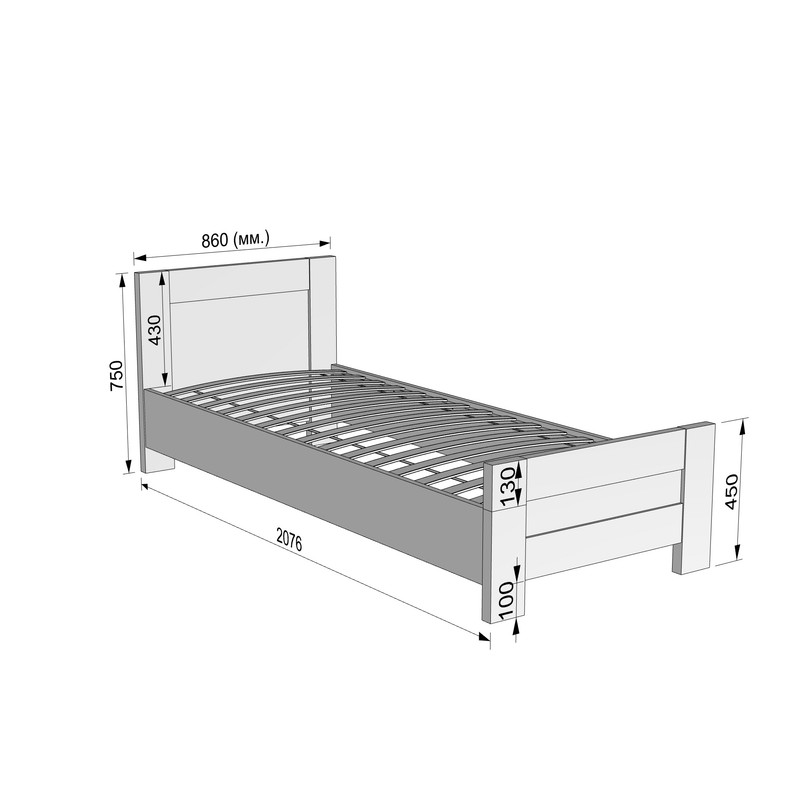 Ліжко односпальне М-20 венге темний