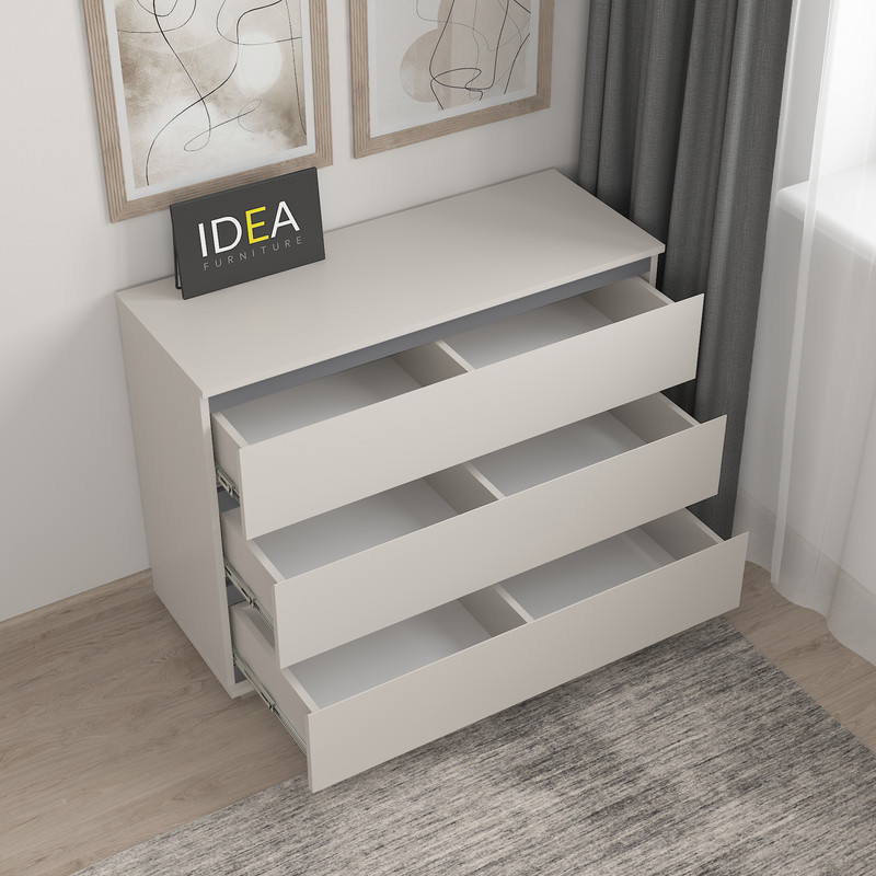 Комод на 3 шухляди без ручок Б-4.1 Кашемір - Антрацит планки