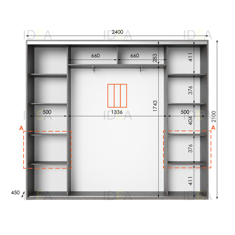 Шафа-купе IDEA серія 7 240 x 45 x 210 см венге темний