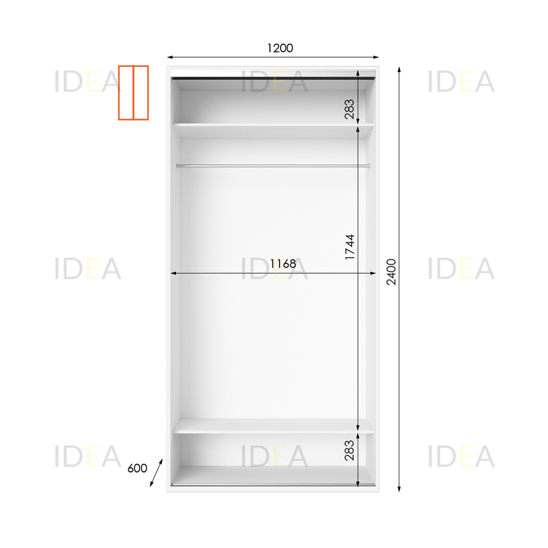 Шафа-купе IDEA серія 8 120 x 60 x 240 см Білий дзеркало