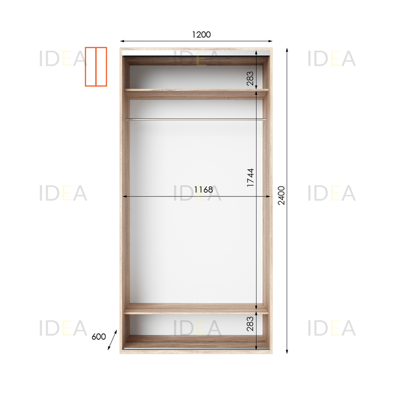 Шафа-купе IDEA серія 8 120 x 60 x 240 см Дуб Сонома