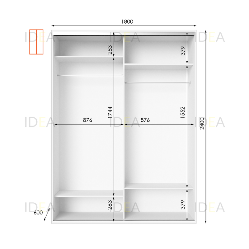 Шафа-купе IDEA серія 8 180 x 60 x 240 см Білий