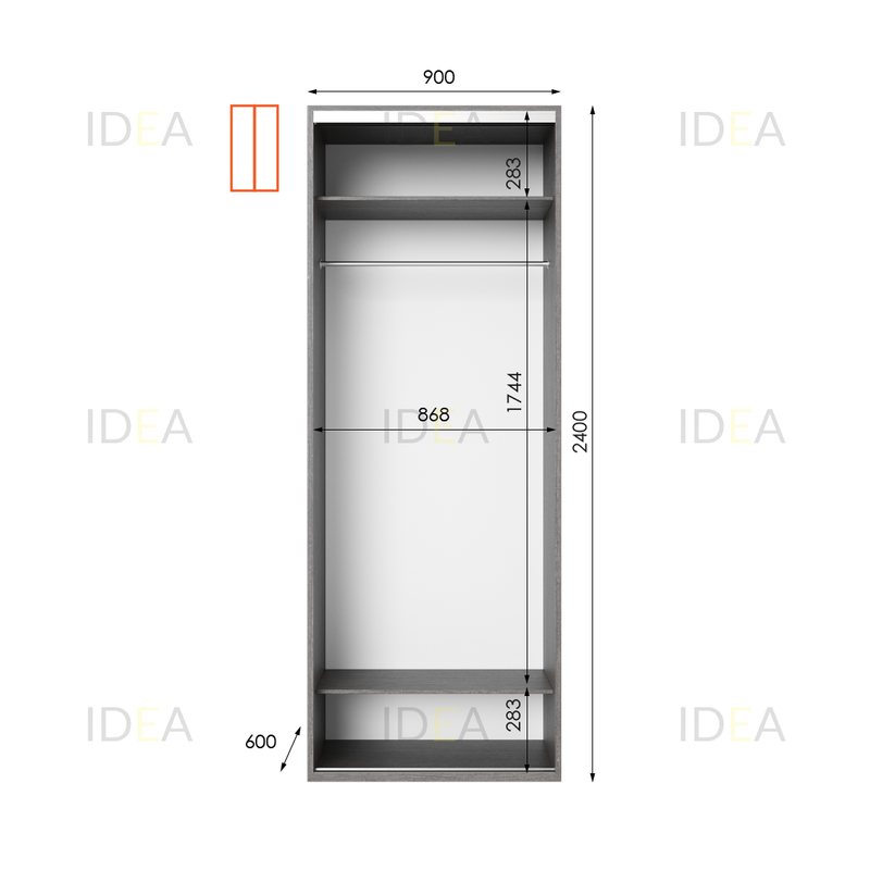 Шафа-купе IDEA серія 8 90 x 60 x 240 см венге темний