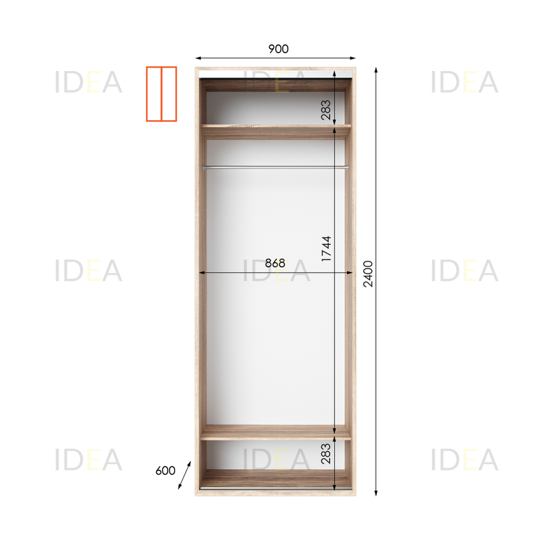 Шафа-купе IDEA серія 8 90 x 60 x 240 см Дуб Сонома