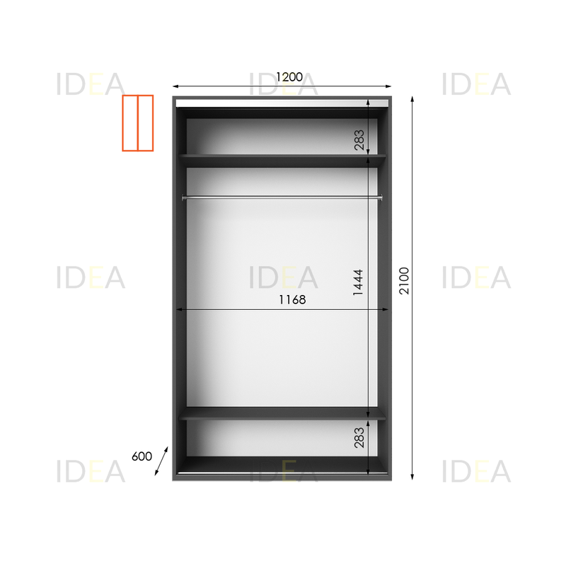 Шафа-купе IDEA серія 9 120 x 60 x 210 см Антрацит