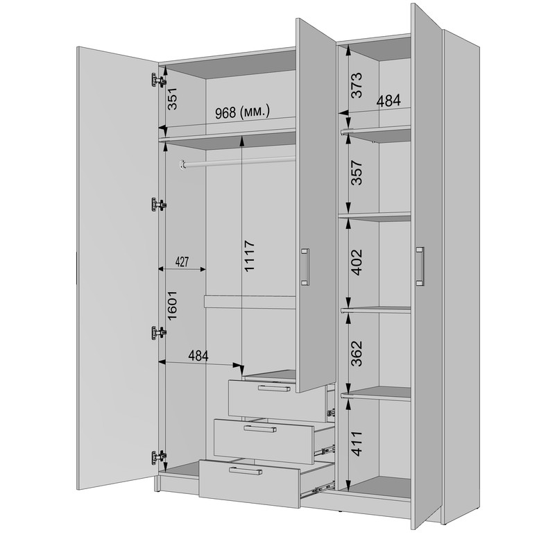 Шафа розпашна із дзеркалом Д-119